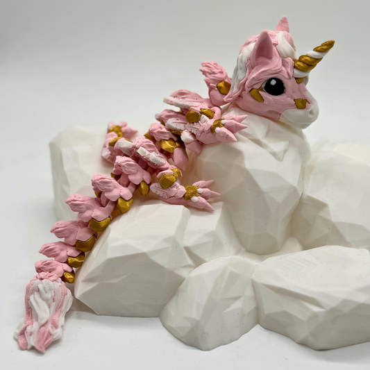 Baby Alicorn Drache Rosa/weiß/Gold