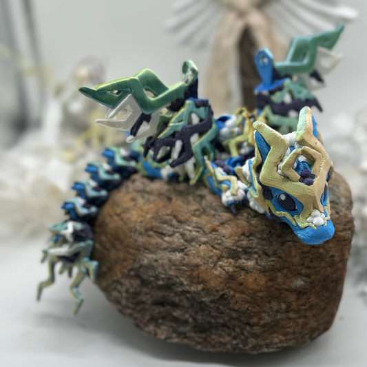 Baby Sturmdrache mit Flügeln Blau/Lemon/Diamantblau