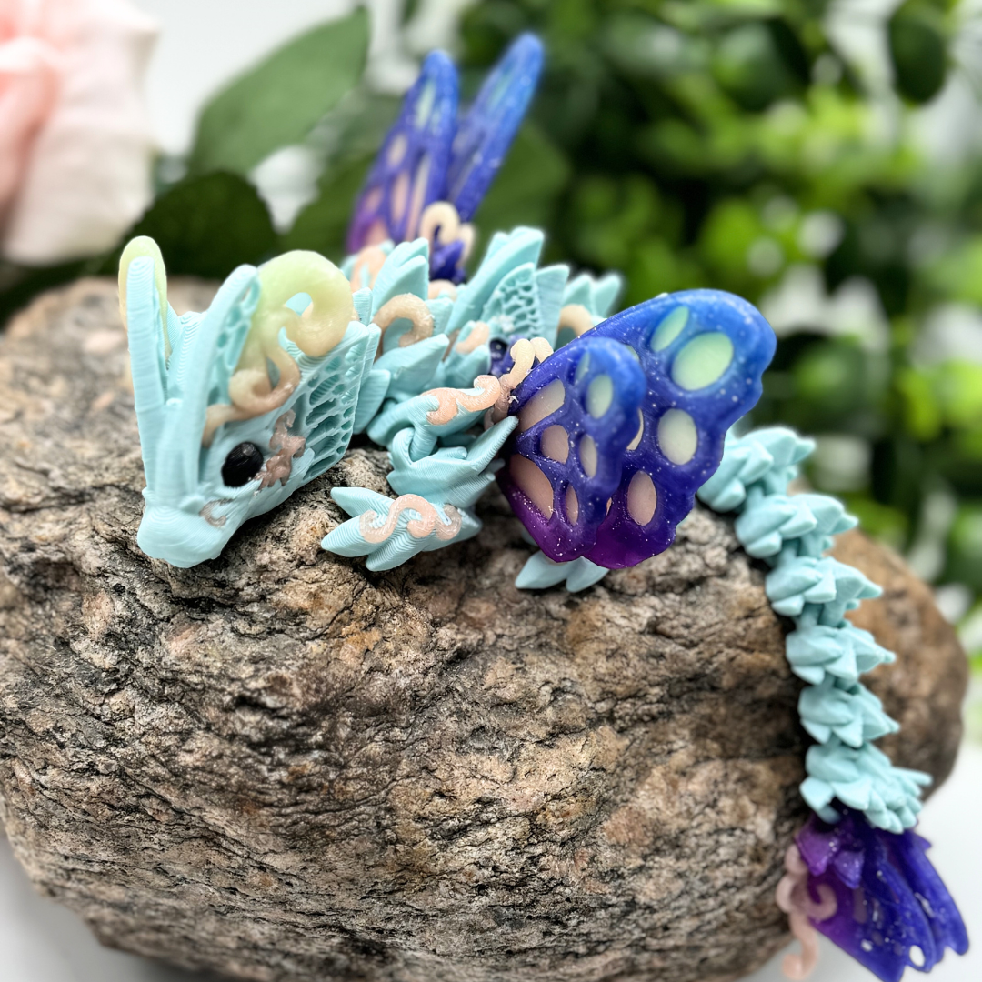 Baby Schmetterlingsdrache Hellblau/Galaxy/Glow in the Dark